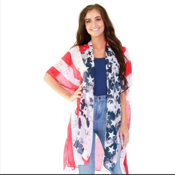 Tops - New still in package!American flag kimono!!!